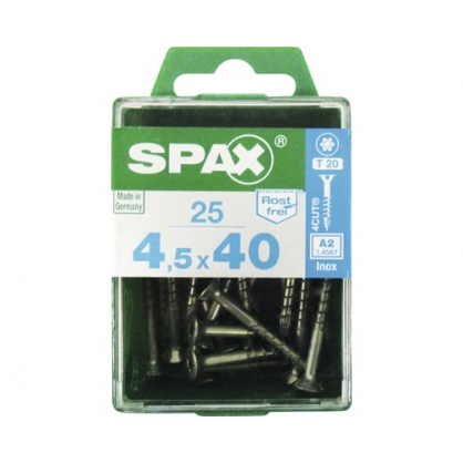 Vis TF Torx en inox Ø 4,5 x 40 mm 25 pièces SPAX