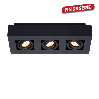 Spot LED Xirax noir dimmable GU10 3 x 5 W LUCIDE