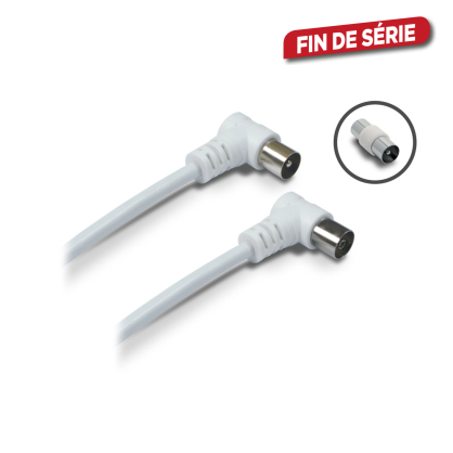 Prolongateur TV coudé mâle - femelle 9,52 mm avec adaptateur 5 m