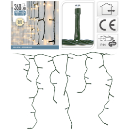 Guirlande de Noël extérieure stalactite LED blanc chaud 12 m