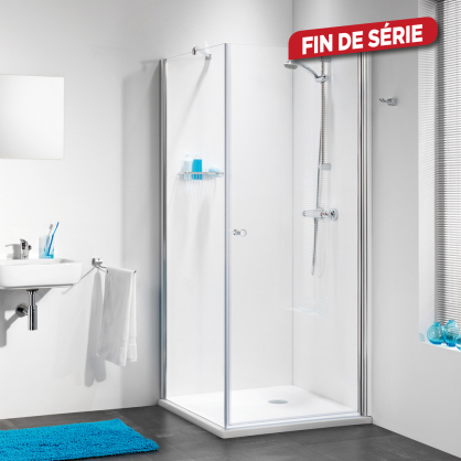 Porte de douche pivotante avec paroi latérale Wet C105 aluminium argenté poli 90 x 90 x 195 cm SEALSKIN