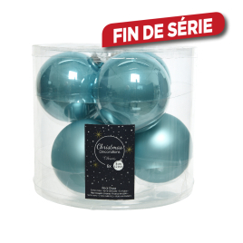 Boule de Noël en verre bleue arctique Ø 8 cm 6 pièces