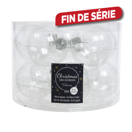 Boule de Noël en verre transparente Ø 6 cm 10 pièces