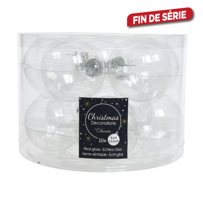 Boule de Noël en verre transparente Ø 6 cm 10 pièces