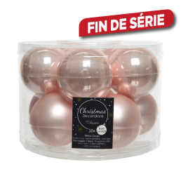 Boule de Noël en verre rose poudrée Ø 6 cm 10 pièces