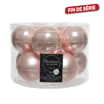 Boule de Noël en verre rose poudrée Ø 6 cm 10 pièces