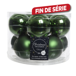 Boule de Noël en verre vert pin Ø 6 cm 10 pièces