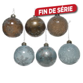 Boule de Noël en verre Hiver pailletée Ø 8 cm