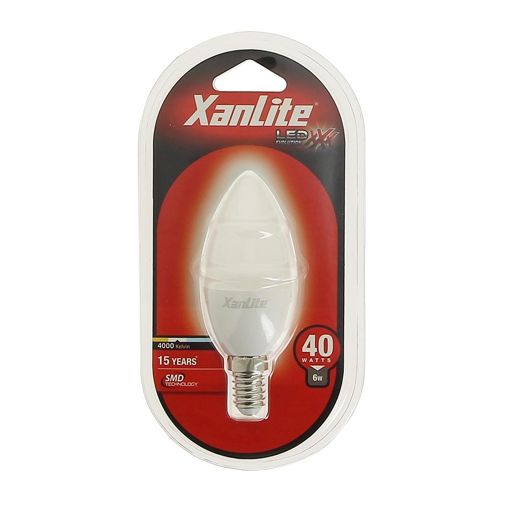 Ampoule flamme LED E14 5 W 470 lm blanc chaud 2 pièces XANLITE