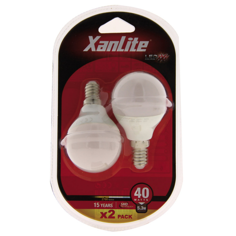 Ampoule flamme LED E14 blanc neutre 470 lm 5,5 W 5 pièces XANLITE