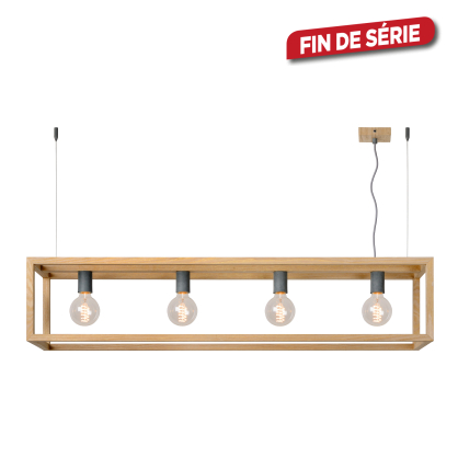 Suspension Oris bois clair dimmable E27 4 x 60 W LUCIDE