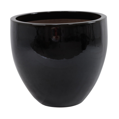 Pot en forme d'oeuf noir Glazed Ø 42,5 x 37,5 cm