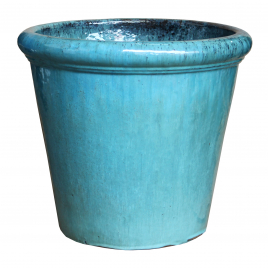 Pot conique bleu océan Natural Glazed Ø 37 x 31 cm