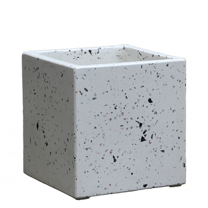 Pot cubique blanc en terrazzo 29 x 29 x 30 cm