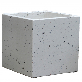 Pot cubique blanc en terrazzo 37 x 37 x 37 cm