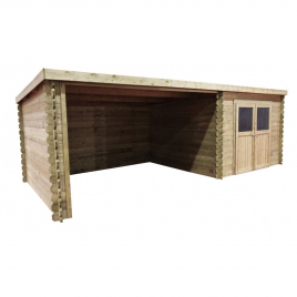 Abri de jardin en bois Rohan traité 28 mm 2,74 x 6,65 m SOLID