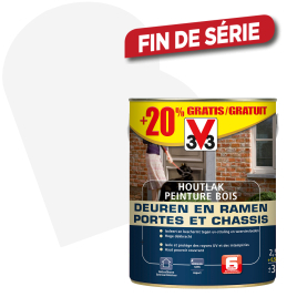 Peinture pour portes et châssis en bois Pure White satiné 2,5 L V33