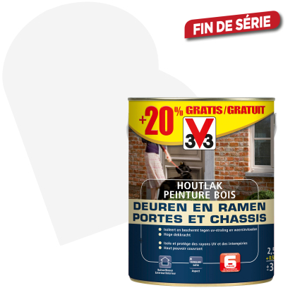 Peinture pour portes et châssis en bois Pure White satiné 2,5 L V33