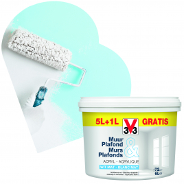 Peinture pour murs et plafonds blanc mat 6 L V33