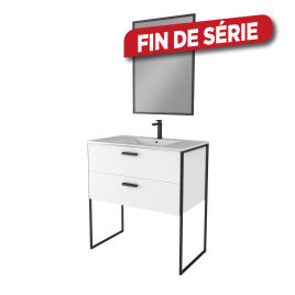 Ensemble de salle de bain Edge avec vasque et miroir blanc 80 cm AURLANE