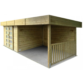 Abri de jardin en bois moderne Arhus 28 mm 3,3 + 3,17 x 2,45 m SOLID