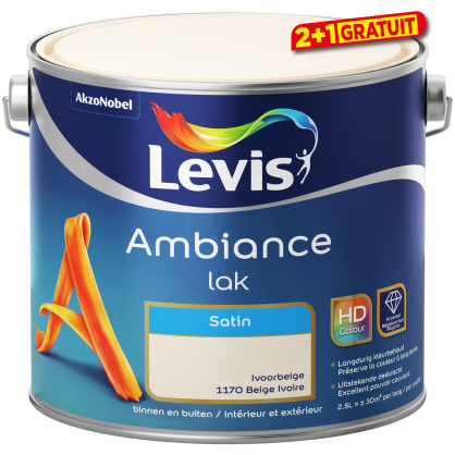 Peinture laque Ambiance Satin Beige Ivoire 2,5 L LEVIS