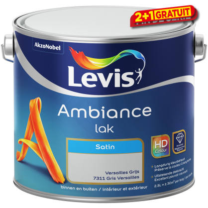 Peinture laque Ambiance Satin Gris Versailles 2,5 L LEVIS