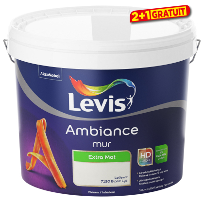 Peinture murale Ambiance Extra Mat Blanc Lys 10 L LEVIS