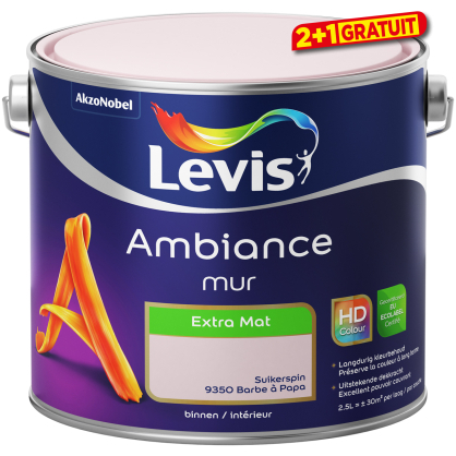 Peinture murale Ambiance Extra Mat Barbe à Papa 2,5 L LEVIS