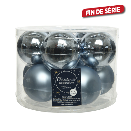 Boule de Noël bleue ciel Ø 6 cm 10 pièces DECORIS