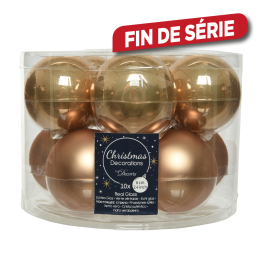 Boule de Noël camel Ø 6 cm 10 pièces DECORIS