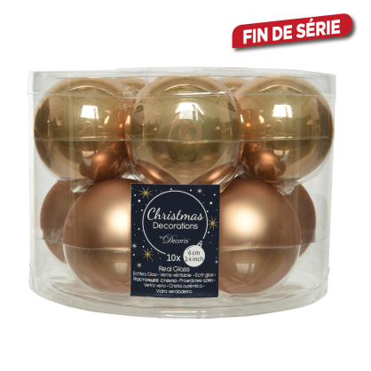 Boule de Noël camel Ø 6 cm 10 pièces DECORIS