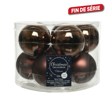 Boule de Noël marron Ø 6 cm 10 pièces DECORIS