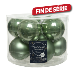 Boule de Noël verte sauge Ø 6 cm 10 pièces DECORIS