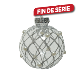 Boule de Noël transparente avec perles Ø 8 cm DECORIS