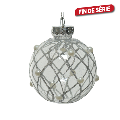 Boule de Noël transparente avec perles Ø 8 cm DECORIS