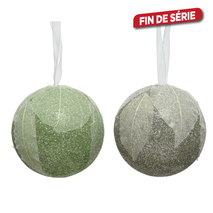 Boule de Noël avec feuilles Ø 8 cm DECORIS