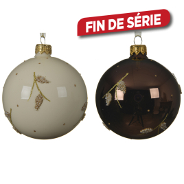 Boule de Noël avec branches en relief Ø 8 cm DECORIS