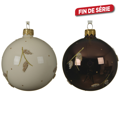 Boule de Noël avec branches en relief Ø 8 cm DECORIS