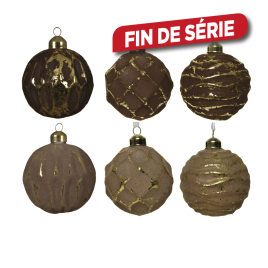 Boule de Noël avec refliefs dorés Ø 8 cm DECORIS