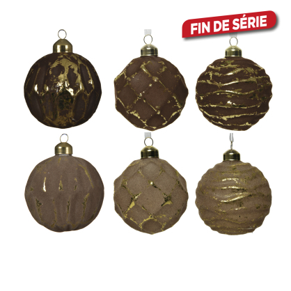 Boule de Noël avec refliefs dorés Ø 8 cm DECORIS