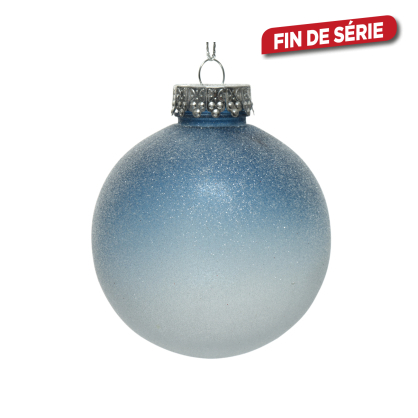 Boule de Noël bleue givrée Ø 8 cm DECORIS