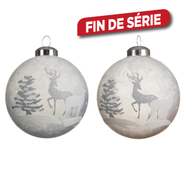 Boule de Noël Rennes en forêt Ø 8 cm DECORIS