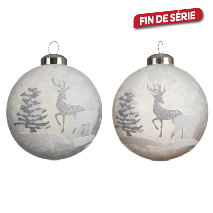 Boule de Noël Rennes en forêt Ø 8 cm DECORIS