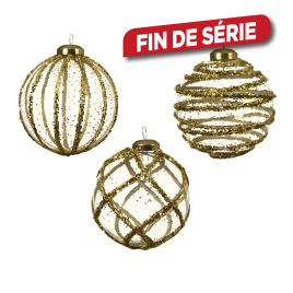 Boule de Noël à lignes dorées Ø 8 cm DECORIS