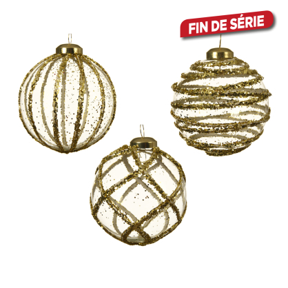 Boule de Noël à lignes dorées Ø 8 cm DECORIS