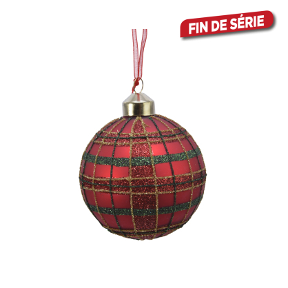 Boule de Noël pailletée à carreaux Ø 8 cm DECORIS