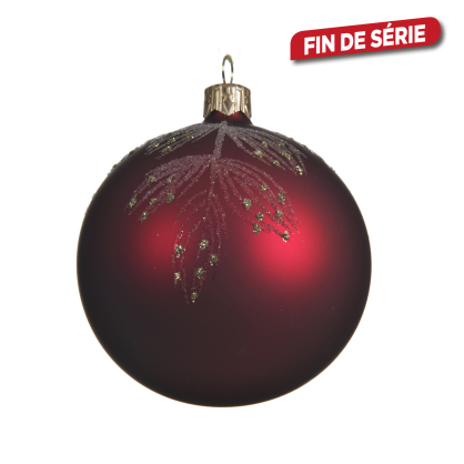 Boule de Noël bordeaux avec branche dorée Ø 8 cm DECORIS