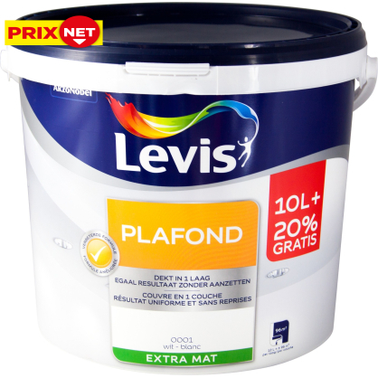 Peinture pour plafond extra mate blanche 10 + 2 L LEVIS