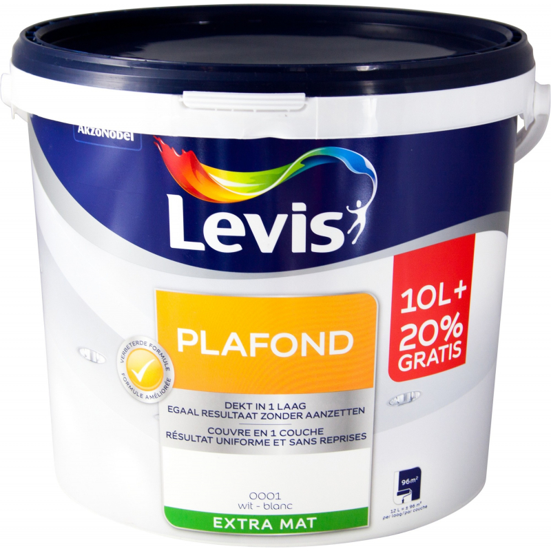  Peinture  pour plafond  extra mate blanche 10 2 L LEVIS